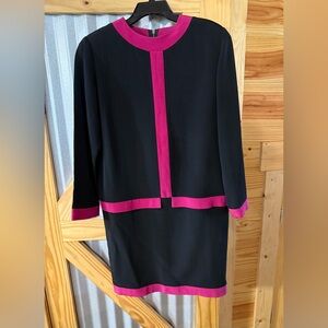 Alma Vintage 90s Women’s Dress. Made in Italy. Rayon blend. Black Pink. Size 14